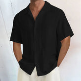 HEARUJOY - Summer Men'S Short Sleeve Cardigan Shirt Beach Casual Shirt Loose Regular Fit Casual Men'S Shirt