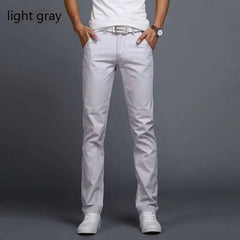 HEARUJOY - Slim Fit Straight Leg Pants Men's Color Casual Trousers Autumn Season Cotton 00% Pure Color Youthful Vitali Sle