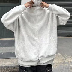 Hearujoy Mens Sweatshirt Pullover Korean Style Hip Hop Street Autumn Youthful Niche Half Zip Up Letter Stand Pullover Men'S Clothing