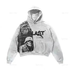 HEARUJOY - Minimally Designed Color Printed Pattern Fashionable Hooded Sweatshirt Korean Classic Daily Loose Casual Zipper Sweatshirt