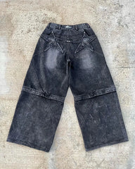 HEARUJOY - New High Street Gothic Punk Dark Trousers Y2K Harajuku Retro Washed Distressed Baggy Jeans Men Street Fashion Straight Leg Pants
