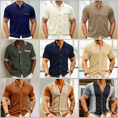 HEARUJOY - Mens Cool Silk Casual Knit Polo Shirt Summer Fashion Daily Outdoor Soft Comfortable Short-Sleeve T-Shirt Men'S Clothing New