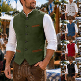 YICKYUE - Vintage Suede Patchwork Vest Oversized Men Versatile Slim Sleeveless Tank Top Spring Autumn Fashion Leisure Waistcoat Outwear