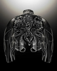 Hearujoy Retro Y2k Gothic Jackets for Men Hip Hop Rock Line Letter Pattern Pu Leather Jacket Black Thickened Loose Zipper Jacket Coats