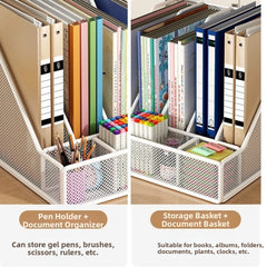 YICKYUE - Metal Desk File Organizer Multi-functional Space-saving Document Management Rack Integrated Storage Multi-layer Bookshelf