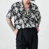 Hearujoy New Summer Original Hawaii Vacation Short-sleeved Shirt Men Korean Black White Printed Tee Shirt Tops Man Casual Clothing Blouse