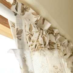 YICKYUE - Retro White Ventilate Curtain Double-Layer Pure Cotton Kitchen Door Curtains Cafe Living Room Window Kitchen Half Curtain Decor