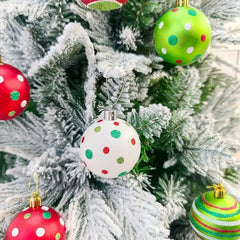 YICKYUE - Christmas Ball Decoration Set, Red Green White Hanging Balls, Xmas Tree Decorations, Glittering Red, Plastic Christmas Trinkets
