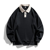 HEARUJOY - Men Loose Fit Long Sleeve Hooded Sweatshirt Vintage Streetwear Hong Kong Style Pullover Top For Casual Spring Autumn Outfits