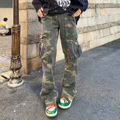 HEARUJOY - New Fashion Camouflage Baggy Tracksuit Cargo Pants For Men Inkjet Side Pockets Sports Joggers Women Casual Loose Trousers
