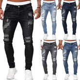 HEARUJOY - Mens Jeans Casual Skinny Pants Stretch Denim Trousers Male Slim Fit Straight Pants Fashion Jeans Soild Pencil Pants Man Clothing