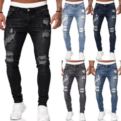 HEARUJOY - Mens Jeans Casual Skinny Pants Stretch Denim Trousers Male Slim Fit Straight Pants Fashion Jeans Soild Pencil Pants Man Clothing