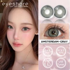 YICKYUE - 1 Pair Green Colored Contact Lenses Gray Eyes Natural Blue Eyes Contact Lens Eye Makeup Beauty Beautiful Pupils