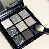 YICKYUE - Smoked Eye Shadow Tray, 9 Color True Black Dark Grey Smoked Gothic Makeup Tray, 9 Color Soft Matte Flash High Pigment Basic