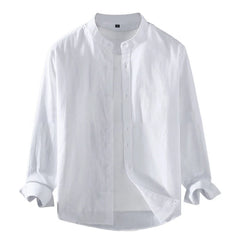 HEARUJOY - High Quality Hot Sale Comfortable Holiday Vacation Daily Men Shirt Tops Stand Collar Summer Autumn Long Sleeve