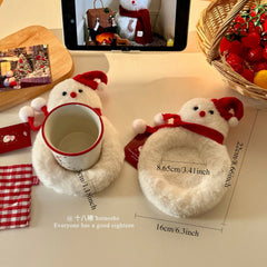 YICKYUE - Plush Scarf Snowman Coaster Korean Thermal Insulation Coaster Desktop Decoration Christmas Gift Luxury Placemat for Dining Table