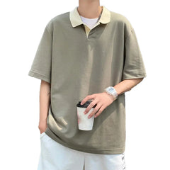 HEARUJOY - Loose Fit Tee Men T-Shirt 80 Polyester 20 Spandex Multiple Sizes New Condition Regual Length Summer Wear Lapel Neckline