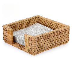 YICKYUE - Tissue Box Holder Handwoven Storage Basket Rustic Country Style Natural Straw Weaving for Home Kitchen Dining Table Organizer