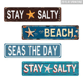 YICKYUE - 2D Flat, 4pcs Vintage "Keep It Salty" Beach Metal Wall Signs - Rustic Iron Pool Area Decor With Nautical Signs Suitable For Home