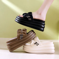 Hearujoy Fashion Platform Slippers Women Summer 2024 Light Slide Flat Sandals Comfortable Soft Bottom Non-slip Elastic Design Flip Flops