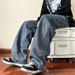 Hearujoy Spring and Autumn Washed Old Straight denim Men's Loose Fashion Casual Fashion Brand Light Color Pants Summer High Street