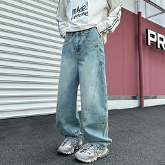 HEARUJOY - New Washed Jeans Street Trousers Male Denim Pants Solid Color Wide Leg Pant Button Casual Streetwear Hip Hop Oversized version