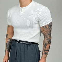 HEARUJOY - Summer New Men's Solid Color Short-Sleeved T-Shirt American Retro Fashion Trend Leisure Loose Breathable Sports Gym Men's Tops