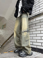 Hearujoy Streetwear Pocket Design Men Jeans Cargo Pants Loose Plus Size Neutral Wide Leg Pants Harajuku Casual Denim Pants Gothic Y2K