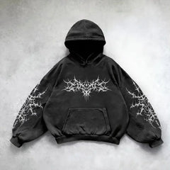 Hearujoy Affliction Hoodie Retro Gothic Skull Oversize Zipper Hoodie Mens Womens Hip Hop Casual Sweatshirt Personality Hooded Jacket Coat