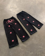 Hearujoy Harajuku Man Long Pants Pink Stars Graphic Pants Streetwear American Joggers Men Y2k Casual Trousers Male Korean Streetwear