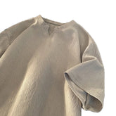 HEARUJOY - Casual Outings Casual Korean Shirts Loose Fit Tops Gray T-Shirt All-match Brand New Regular Length Solid Color For Men