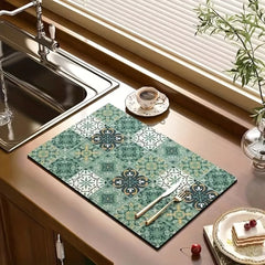 YICKYUE - Coffee Machine Absorb Water Pad Tabletop Tableware Drying Mat Diatom Mud Kitchen Anti Slip Countertop Mat Tableware Drain Pad