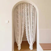 YICKYUE - New French Lace Door Curtain Bedroom Partition Kitchen Small Fresh Decoration Gauze Curtain Pastoral Style No Drilling Required