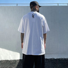 Hearujoy Pure Cotton Hip-hop Casual Short-sleeved T-shirt 2024 Summer New Chicano Print Street Retro Loose All-match Top Men's Clothing