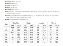 HEARUJOY - Summer Fashion Vintage Mens 100% Cotton Shirts Solid Lapel Short Sleeve Tops Casual Retro T-shirts Pullover Streetwear Male