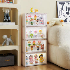 YICKYUE - Doll Toy Storage Box with Light Blind Box Display Stand Dustproof Stackable Organizer Case for Figures Showcase Organizer Boxes