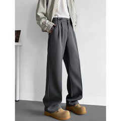 HEARUJOY - Grey Suit Pants Men Fashion Society Mens Black Dress Pants Korean Loose Casual Straight Pants Mens Office Formal Trousers 4XL