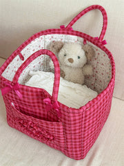 YICKYUE - New Fabric Storage Basket Red Checkered Large Capacity Quilted Laundry Hampers Collapsible Dirty Clothes Handleld Organizer Home