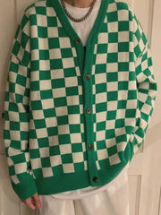 HEARUJOY - V Neck Man Clothes Knitted Sweaters for Men Green Plaid Cardigan Black Jumpers Sale Wool A Mode T Shirt Warm Korean Autumn S Fun