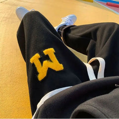 HEARUJOY - Straight Sweatpants for Men Elegant Clearance Sale High Quality Fashion New in Retro Y2k Deals Letters Trousers Man Sports Pants