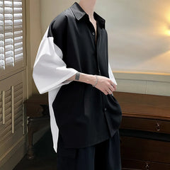 HEARUJOY - Summer Short Sleeve Shirt Men Fashion Oversized Ice Silk Shirt Men Streetwear Loose Casual Shirts Mens Hawaiian Shirt M-3XL