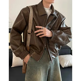 Hearujoy Retro Biker Clothing Leather Coat Jacket Men's Spring and Autumn Korean Fashion Streetwear Leather Jacket Casual Men's Clothing