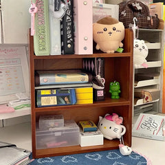 YICKYUE - Dormitory Desktop Storage Rack Organizer Wood Retro Storage Cabinet Cosmetics Storage Box Table Multi-layer Figurines Organizing