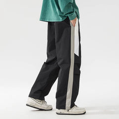 HEARUJOY - Spring Summer Men's Trousers New Fashion High Street Color Striped Pockets Drawstring Daily Commute Casual Loose Wide Leg Pants