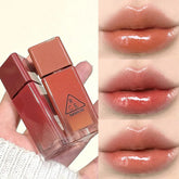 YICKYUE - Cherry Pink Colors Waterproof Jelly Mirror Lip Glaze Orange Color Translucent Tint Glass Liquid Lipstick Lip Gloss Daily Makeup