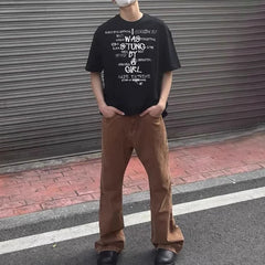 Hearujoy Mens Cotton T-Shirt Letter Printing Hip-Hop Street Y2k Retro Fashionable Comfortable Casual Loose Top Spring And Summer