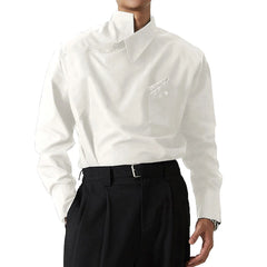 HEARUJOY - Casual Outing Casual Wear White Stand Collar Shirt Stand Collar Casual Wear Lapel Neckline Brand New Condition