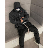 Hearujoy Hip Hop Cargo Pants Men Multi-pocket Patchwork Streetwear Joggers Trousers High Street Function Pant Elastic Waist Male Black