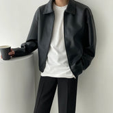 HEARUJOY - Black Leather Jacket Men Casual Motorcycle Jacket Men Streetwear Hip-hop Loose Bomber Jacket Mens Short Leather Jackets M-2XL