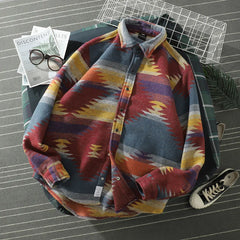 Hearujoy Harajuku Shirts Coat Men's Cardigan Male Vintage Long Sleeve Button Up Shirt Print Japanese Streetwear Gypsy Clothing
